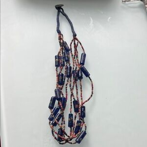 Handcrafted glass Blue Beaded Multi-Strand Necklace, possibly murano